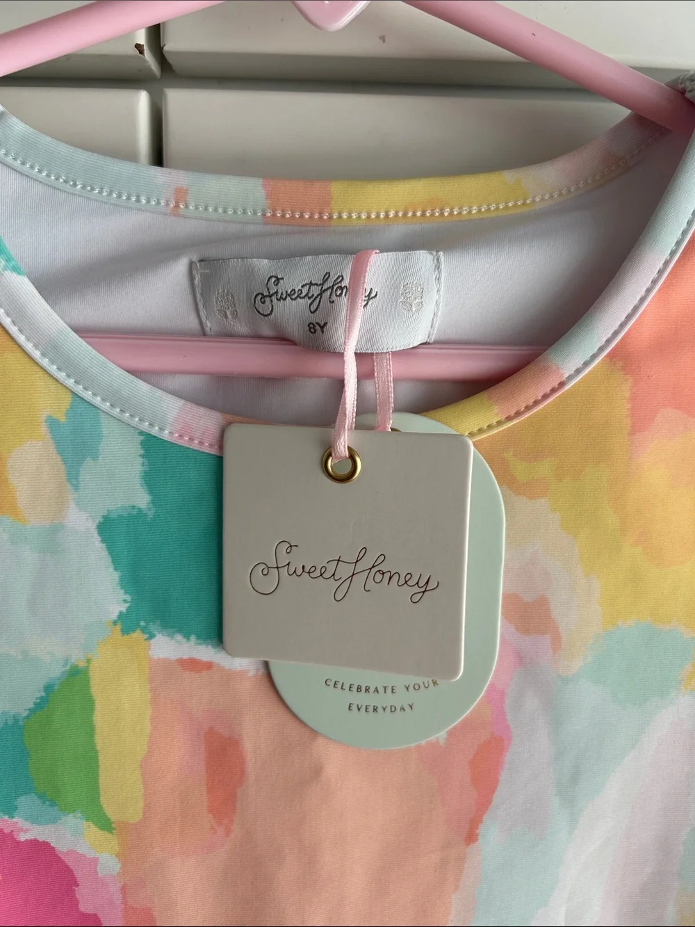 SweetHoney Girls' Multicolor Watercolor Long-Sleeve Top